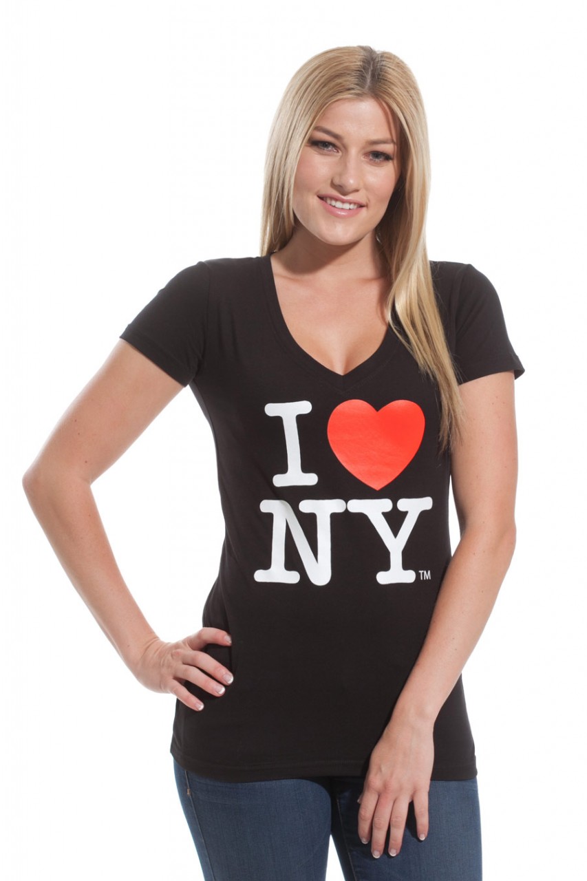 I Love NY Ladies V-Neck T-Shirt - Black