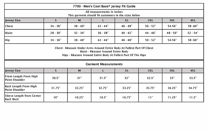 Size Chart for New Era YNEA220 Jersey - For Boys 