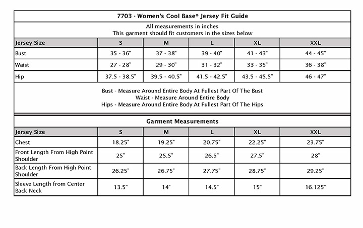 As requested, here is the baseball jersey size chart! The jerseys do not  taper, so the chest size is that wide all the way down to the…